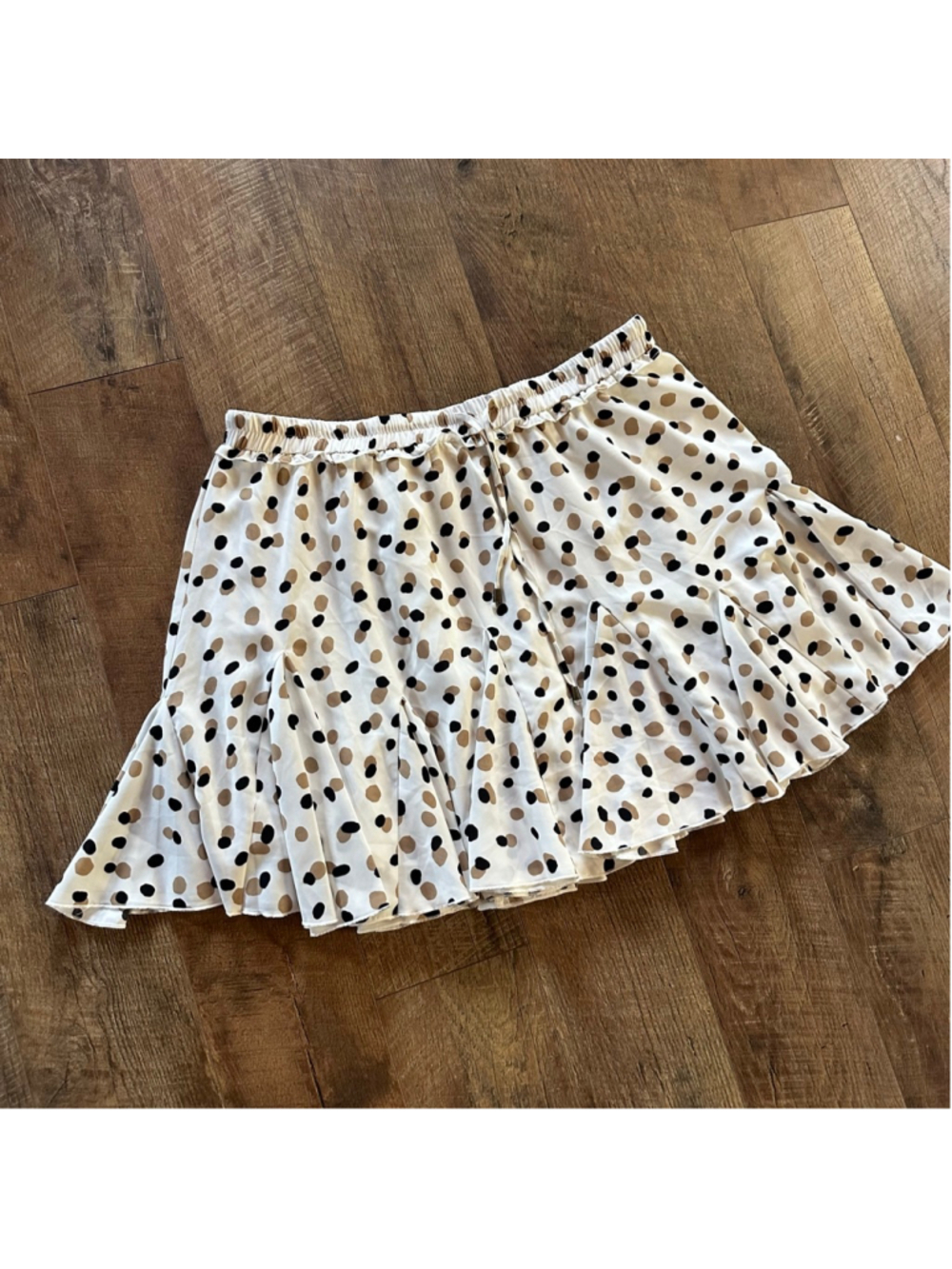 Women's CHICSOUL.COM White Brown Black Polka Dot Mini Skirt 2X